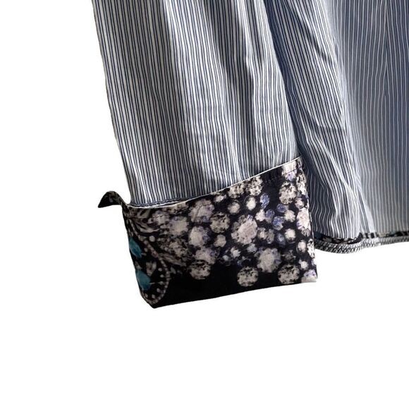 MAX VOLMARY Diamonds And Pearls Striped Button Front Shirt Blue White 14 - Picture 7 of 16